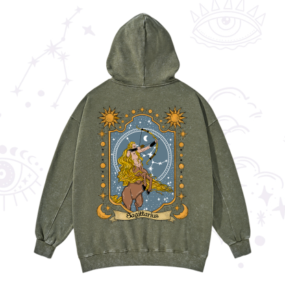 Purplehecate Sagittarius Zodiac Washed Hoodie