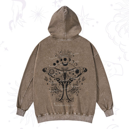 Purplehecate Moonlit Celestial Moth Washed Hoodie