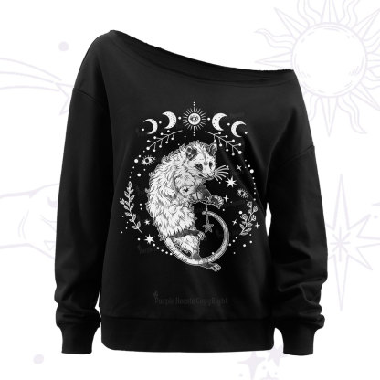 Purplehecate Lunar Magic Opossum Off The Shoulder Sweatshirt