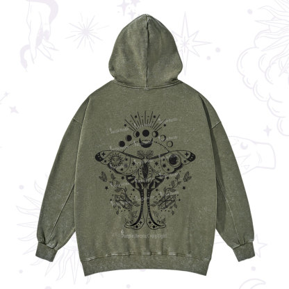 Purplehecate Moonlit Celestial Moth Washed Hoodie