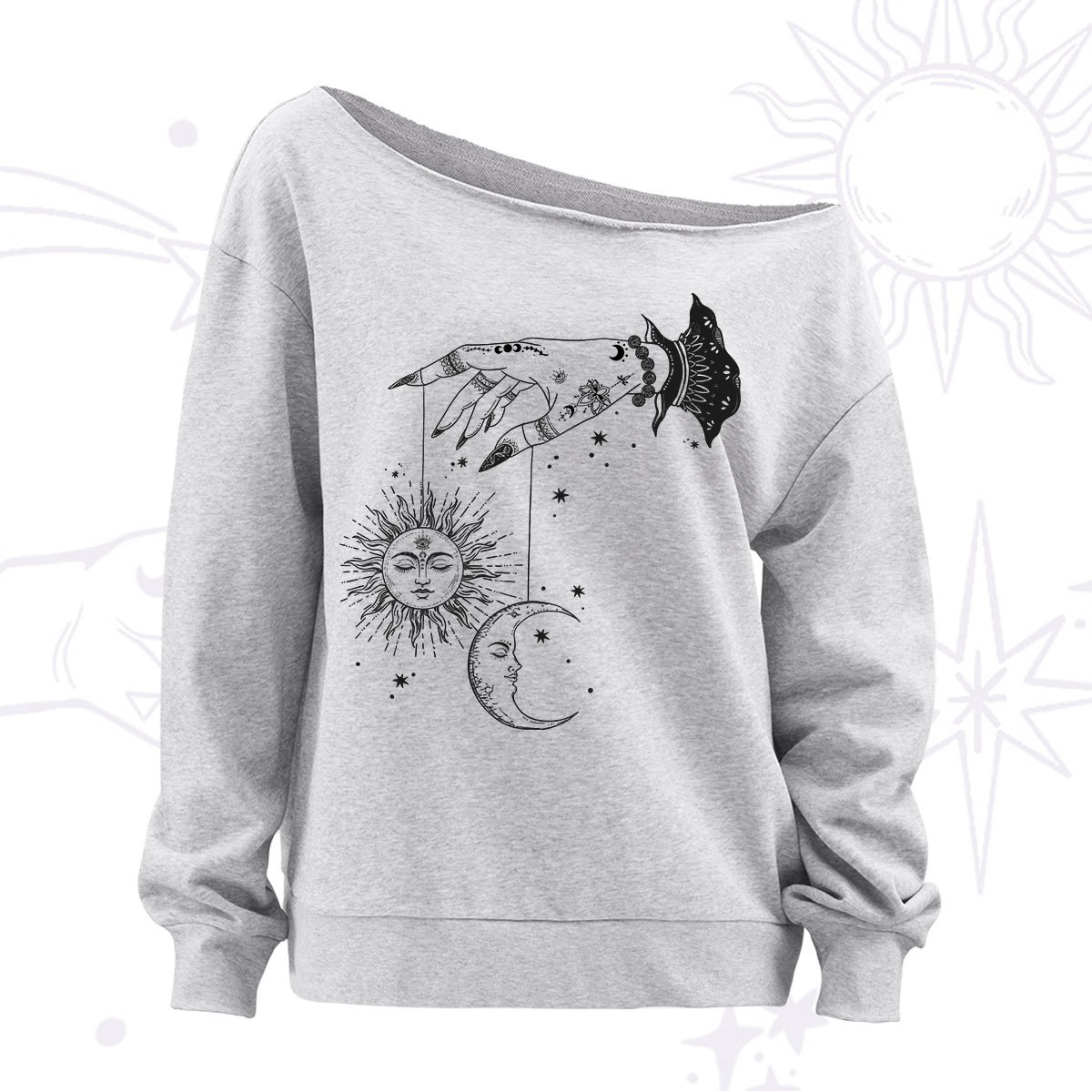 Purplehecate Witch's Sun and Moon Off The Shoulder Sweatshirt