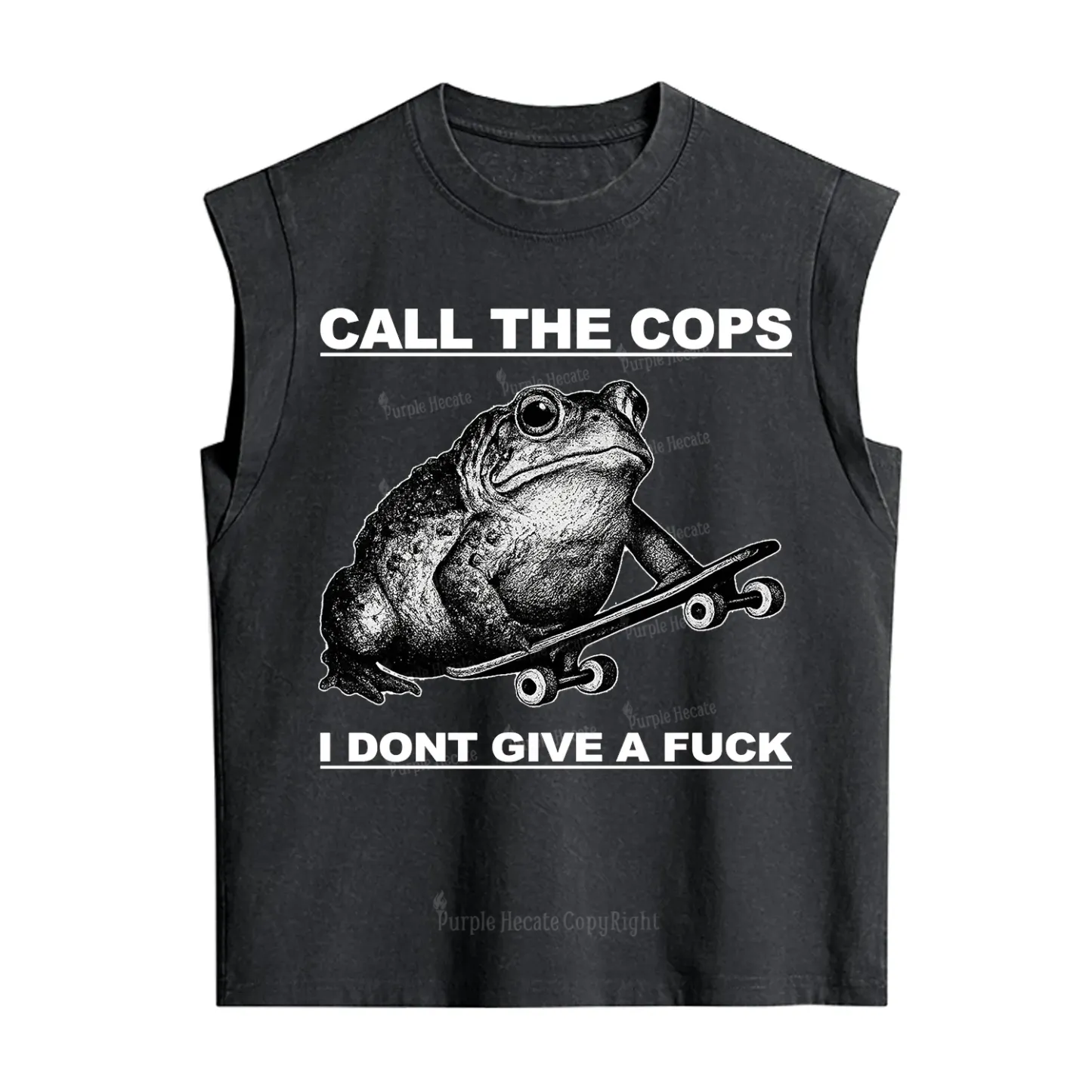 Purplehecate Call The Cops Frog Vintage Washed Tank