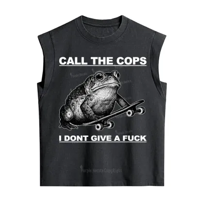 Purplehecate Call The Cops Frog Vintage Washed Tank