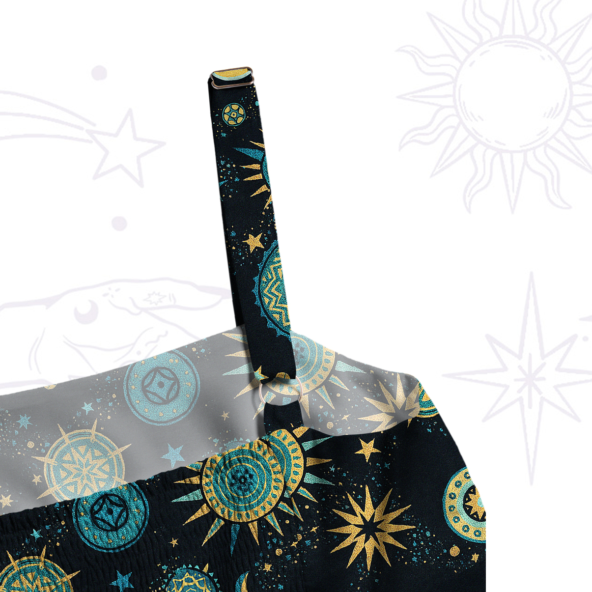 Purplehecate Starry Night Wide Straps Maxi Dress