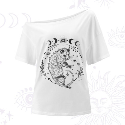Purplehecate Lunar Magic Opossum One Shoulder T-Shirt