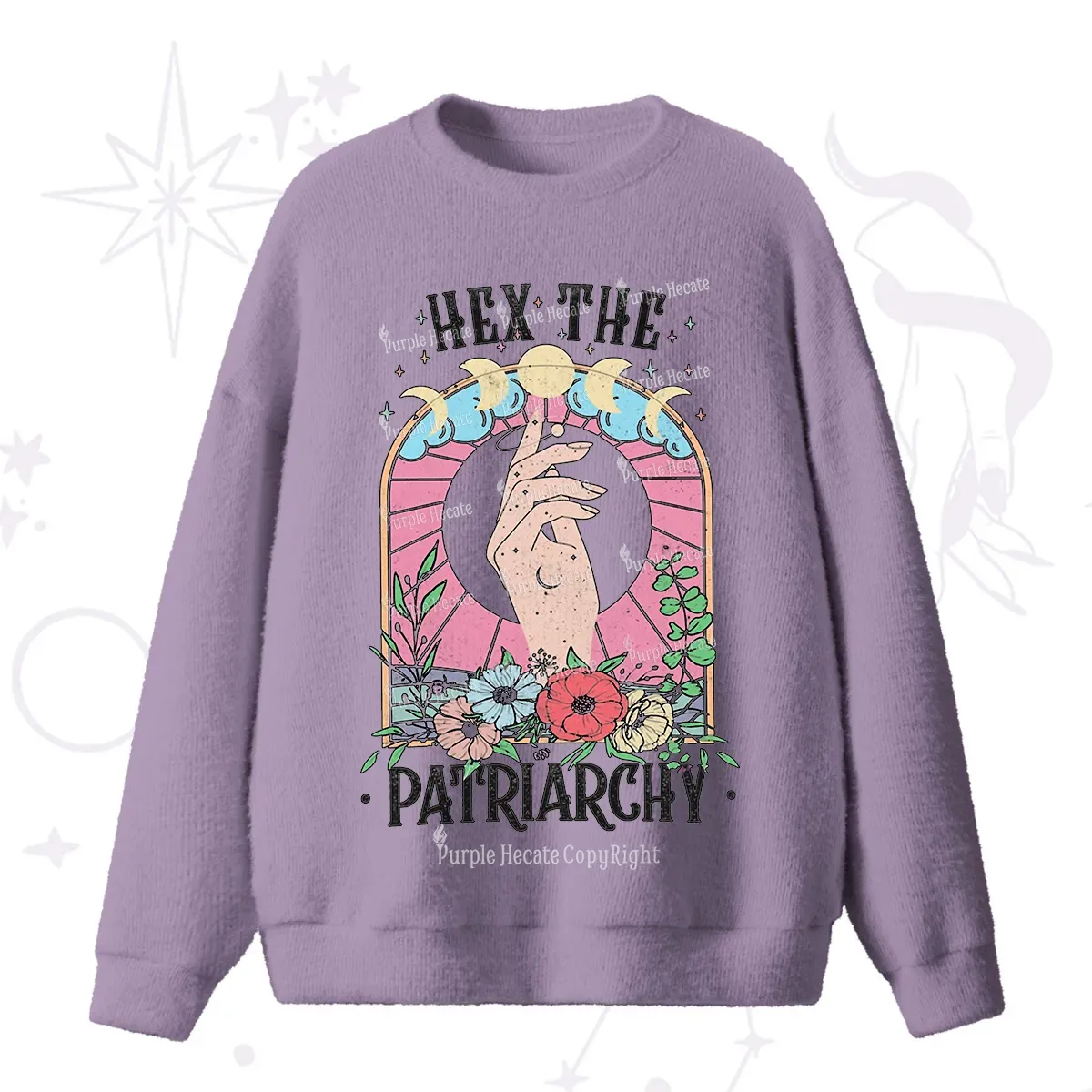 Purplehecate Hex The Patriarchy Fuzzy Ugly Sweater