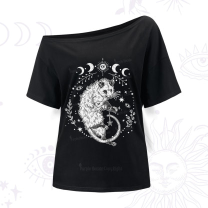 Purplehecate Lunar Magic Opossum One Shoulder T-Shirt