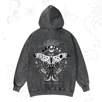 Purplehecate Moonlit Celestial Moth Washed Hoodie