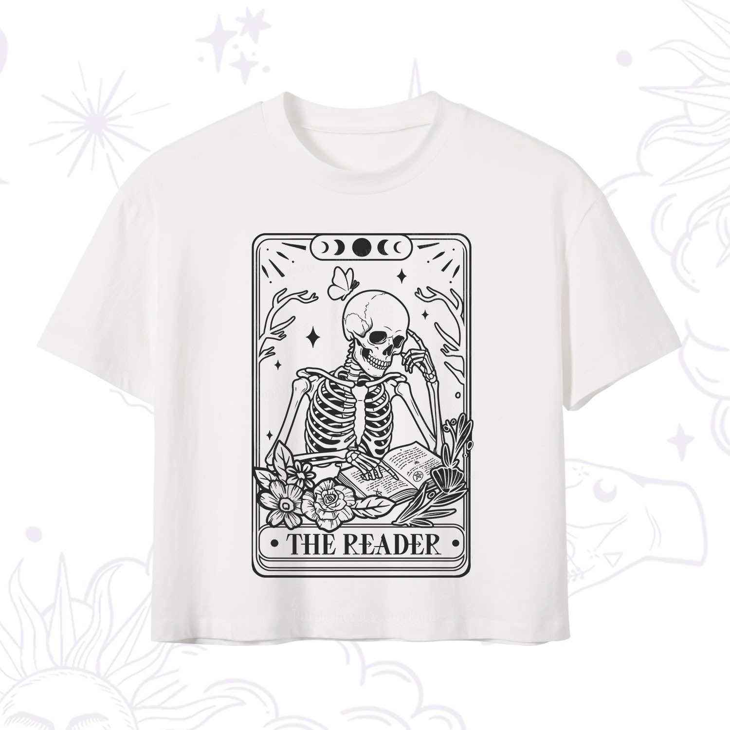 Purplehecate The Reader Tarot Skeleton Crop T-Shirt