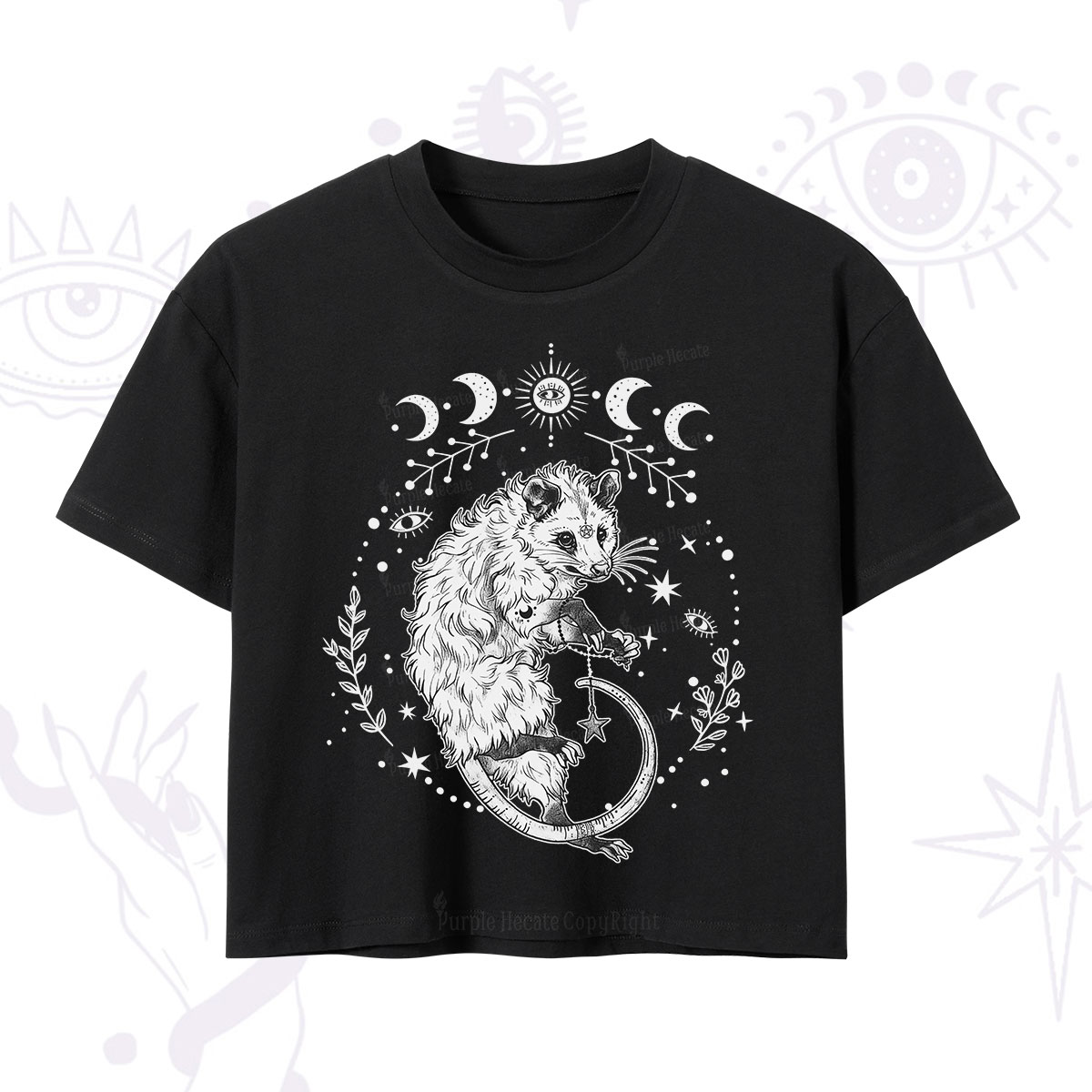 Purplehecate Lunar Magic Opossum Crop T-Shirt