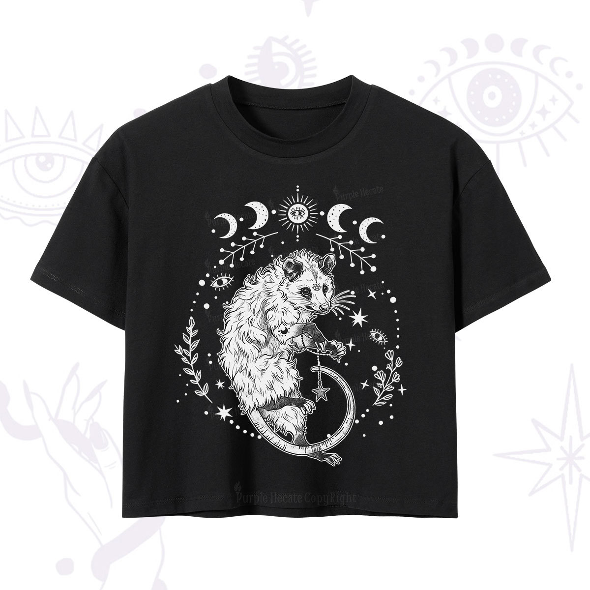 Purplehecate Lunar Magic Opossum Crop T-Shirt