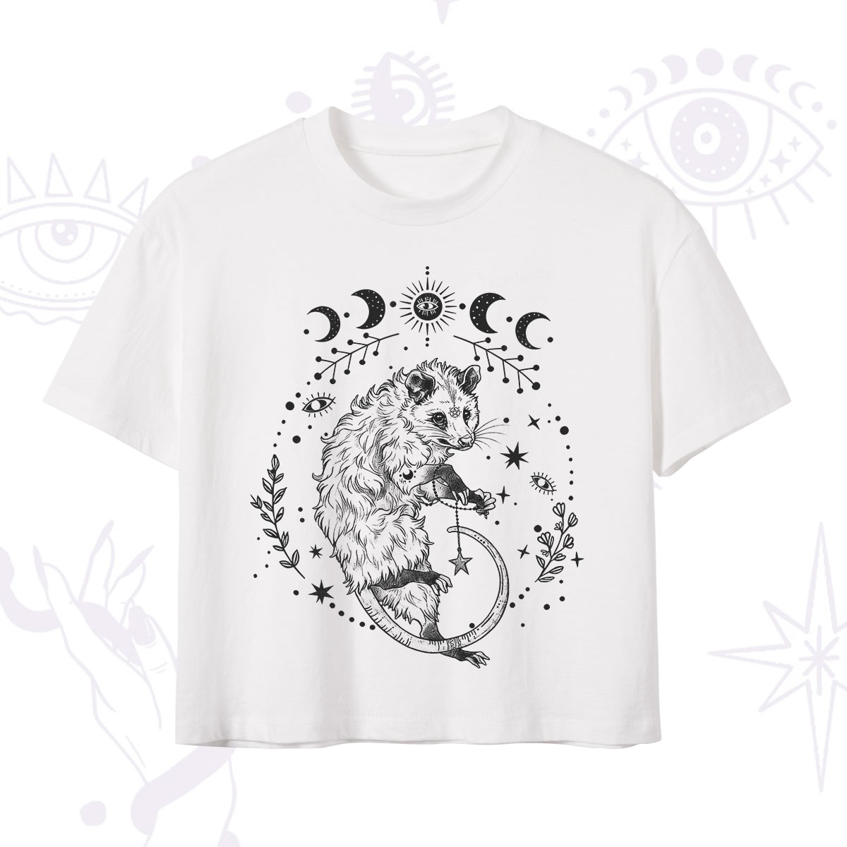 Purplehecate Lunar Magic Opossum Crop T-Shirt