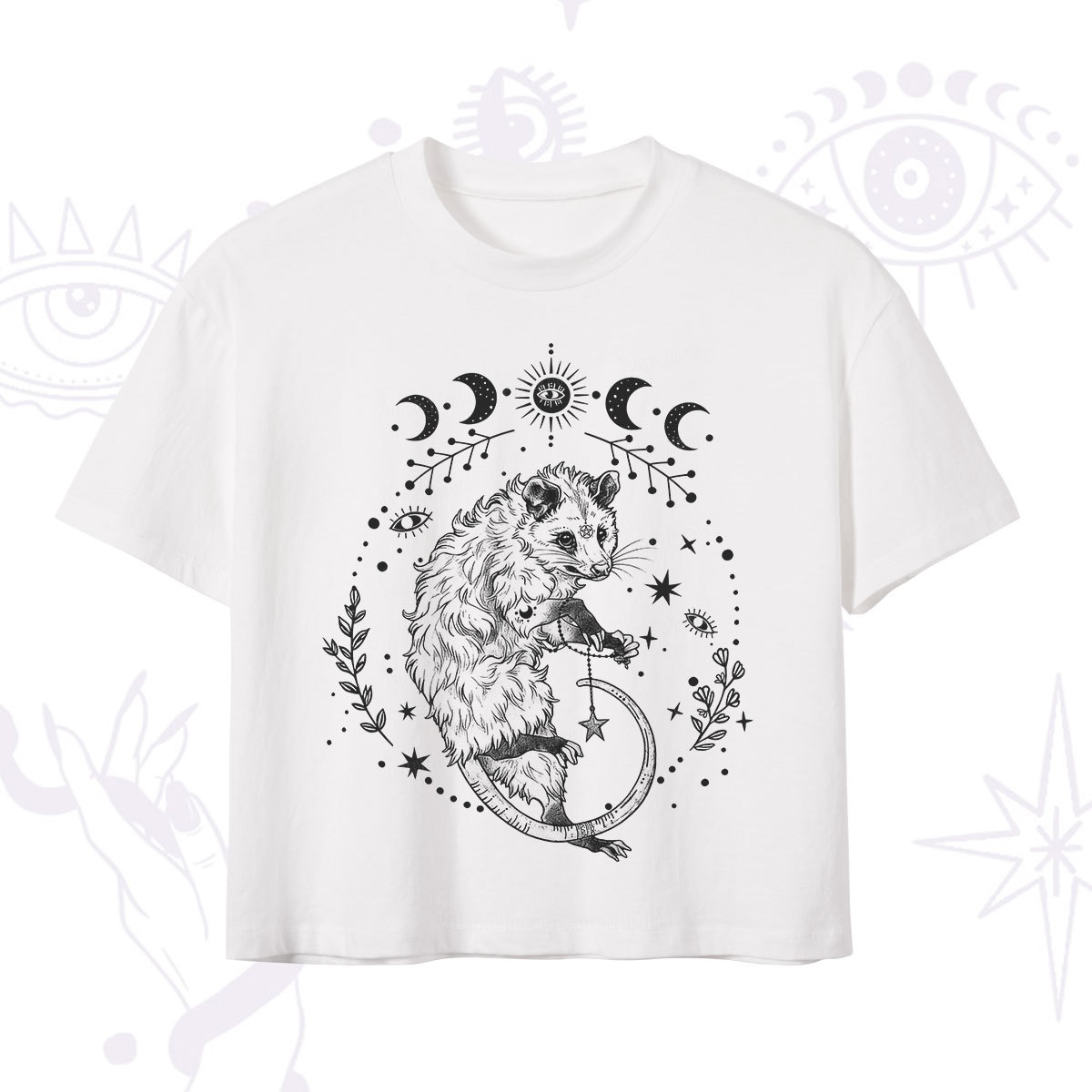 Purplehecate Lunar Magic Opossum Crop T-Shirt