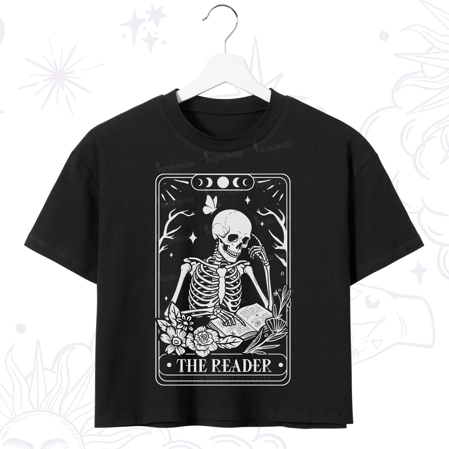 Purplehecate The Reader Tarot Skeleton Crop T-Shirt
