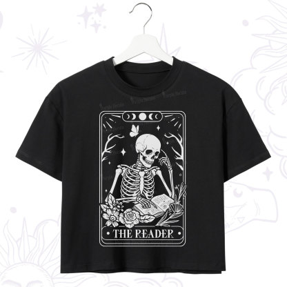 Purplehecate The Reader Tarot Skeleton Crop T-Shirt