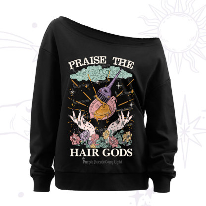 Purplehecate Praise The Hair Gods Off The Shoulder Sweatshirt