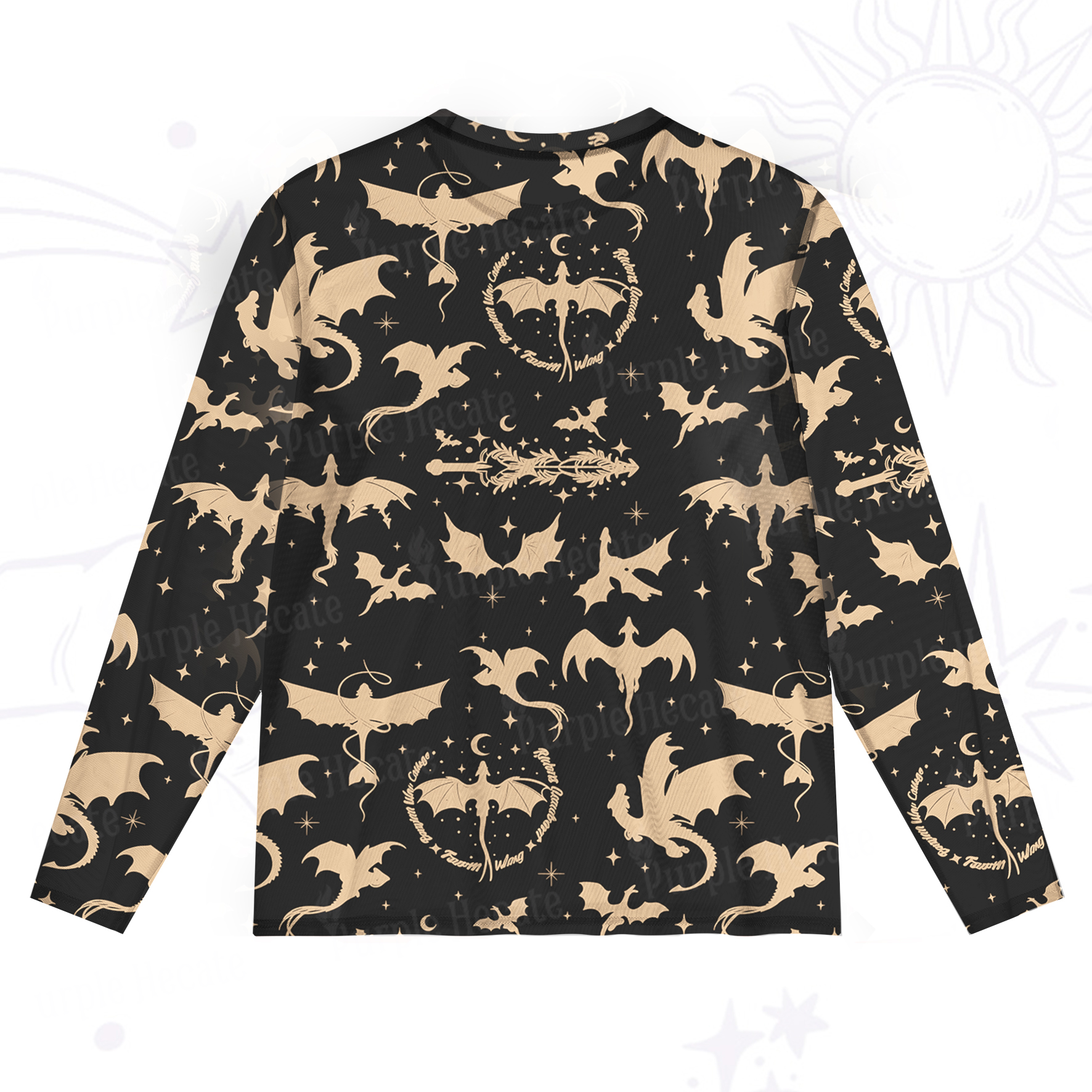 Purplehecate Fantasy Dragon Allover Mesh Long Sleeve Top