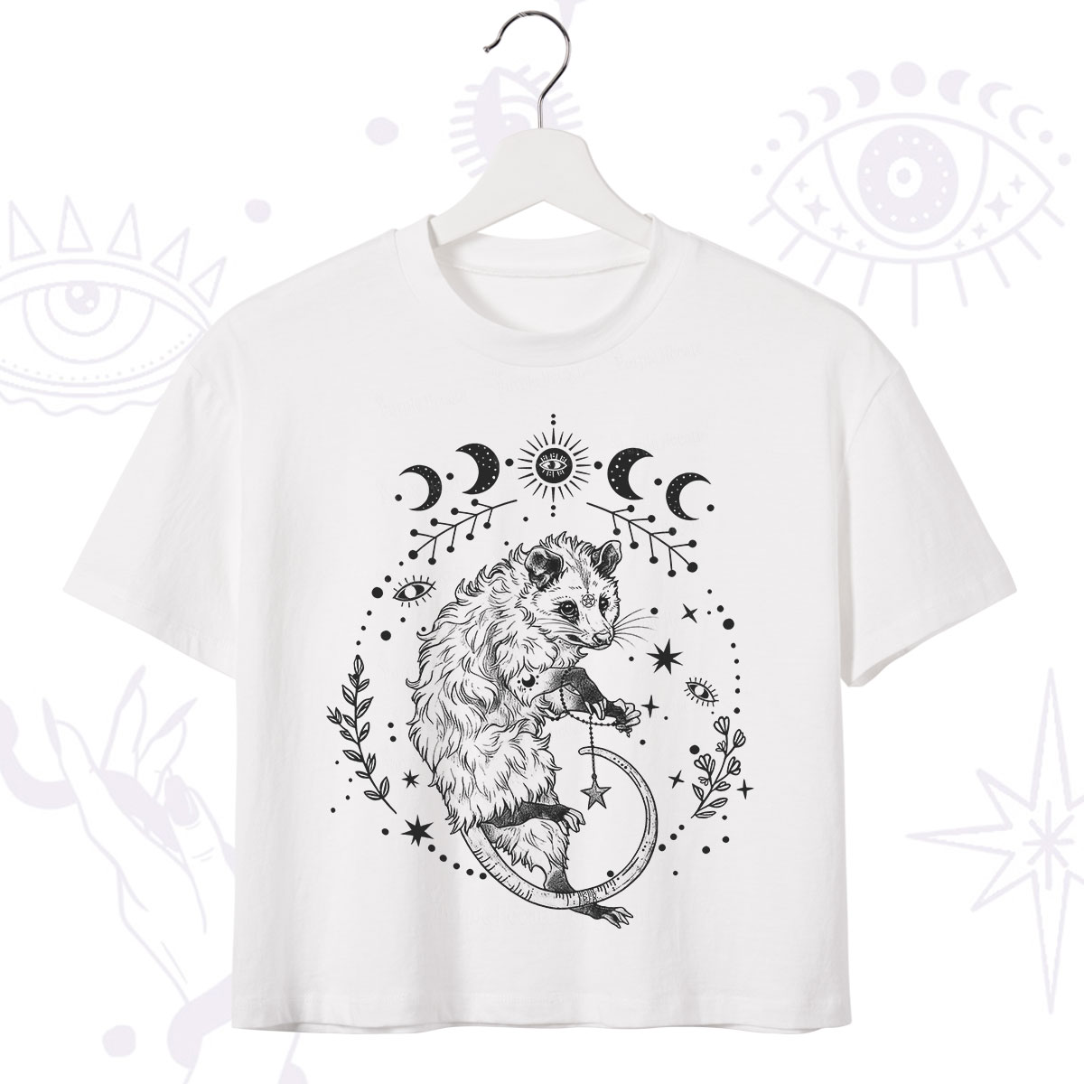 Purplehecate Lunar Magic Opossum Crop T-Shirt