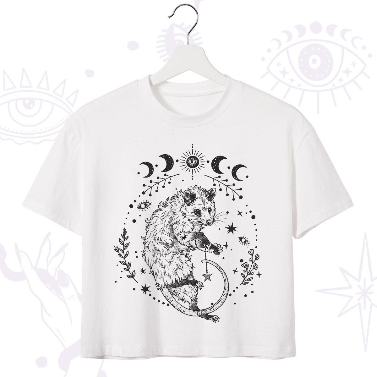 Purplehecate Lunar Magic Opossum Crop T-Shirt