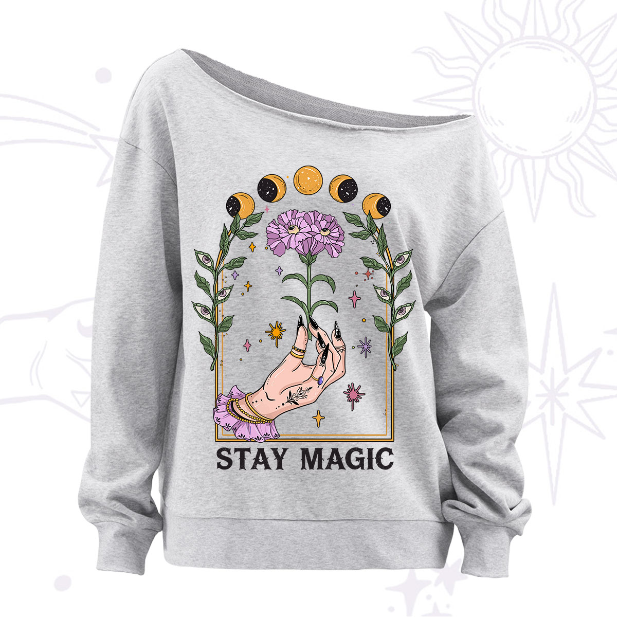 Purplehecate Stay Magic Off The Shoulder Sweatshirt