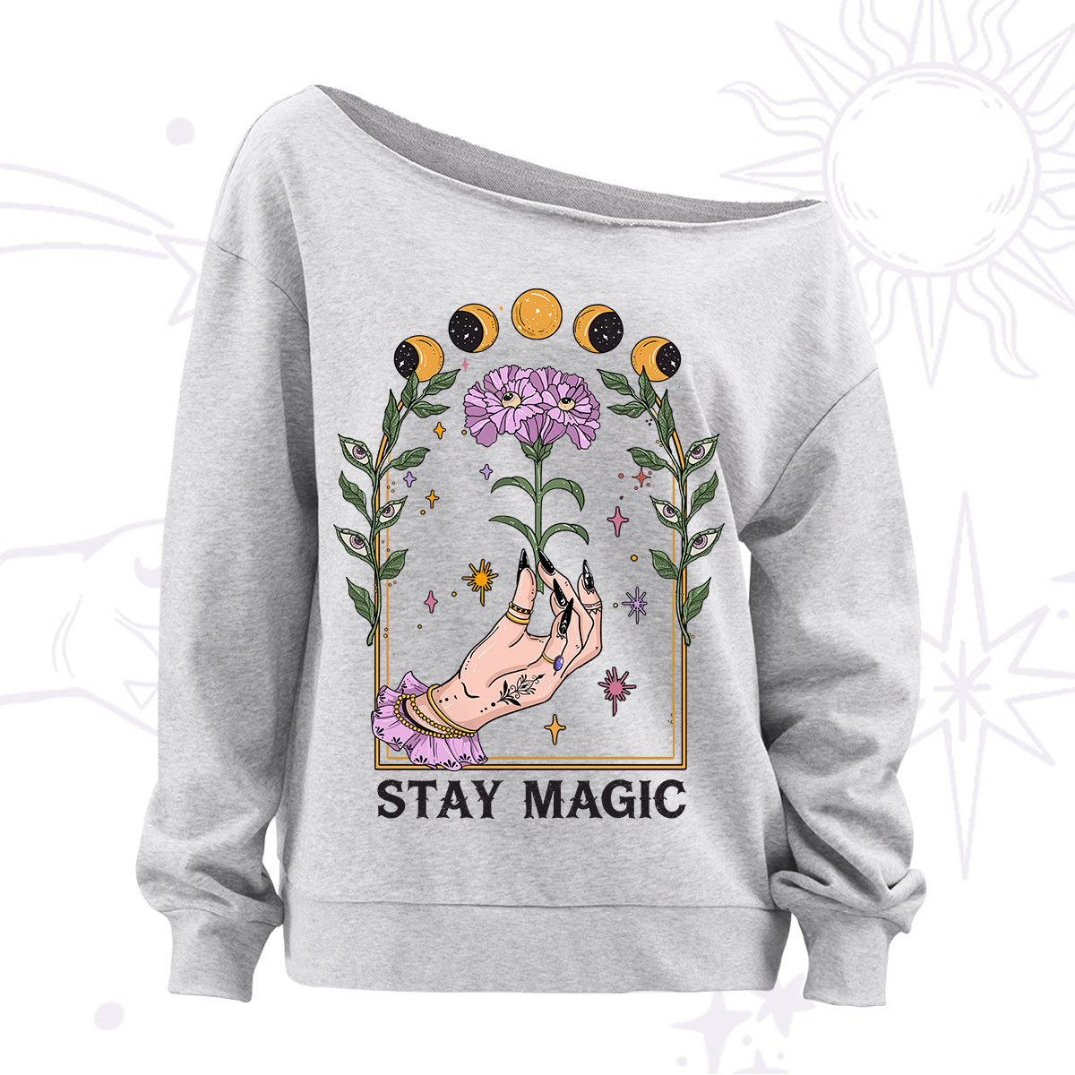 Purplehecate Stay Magic Off The Shoulder Sweatshirt