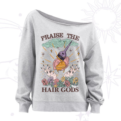 Purplehecate Praise The Hair Gods Off The Shoulder Sweatshirt