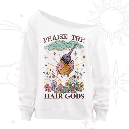 Purplehecate Praise The Hair Gods Off The Shoulder Sweatshirt