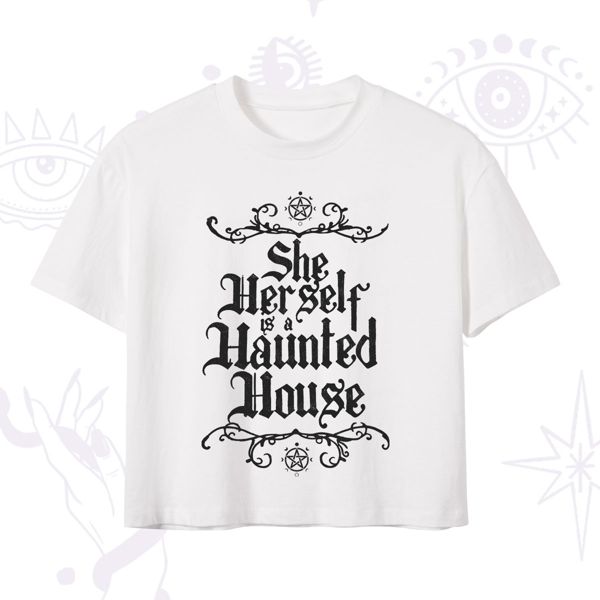 Purplehecate She Herself is a Haunted House Crop T-Shirt