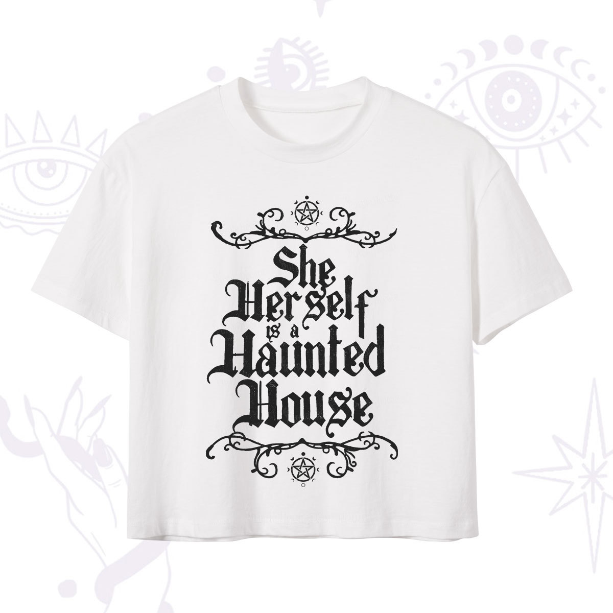 Purplehecate She Herself is a Haunted House Crop T-Shirt