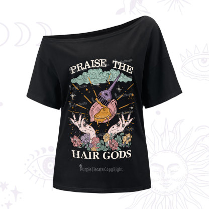 Purplehecate Praise The Hair Gods One-Shoulder T-Shirt