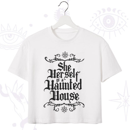 Purplehecate She Herself is a Haunted House Crop T-Shirt