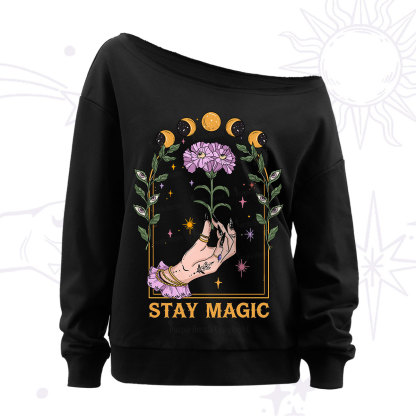 Purplehecate Stay Magic Off The Shoulder Sweatshirt