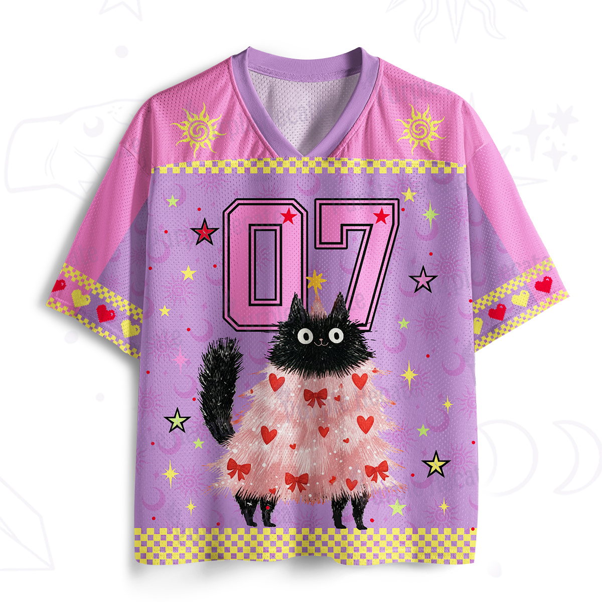 Purplehecate Funny Black Cat in Tree Mesh Jersey