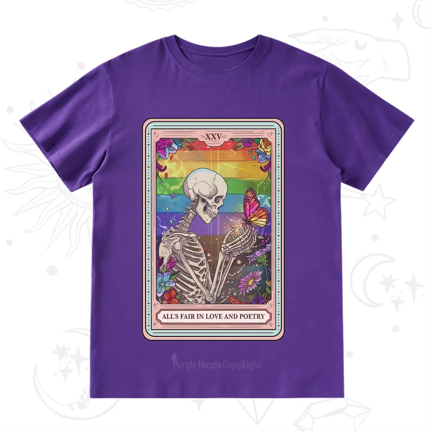 Purplehecate The All's Fair in Love and Poetry Skeleton Tarot T-Shirt
