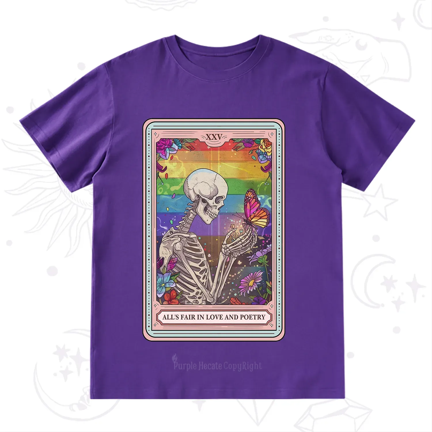 Purplehecate The All's Fair in Love and Poetry Skeleton Tarot T-Shirt