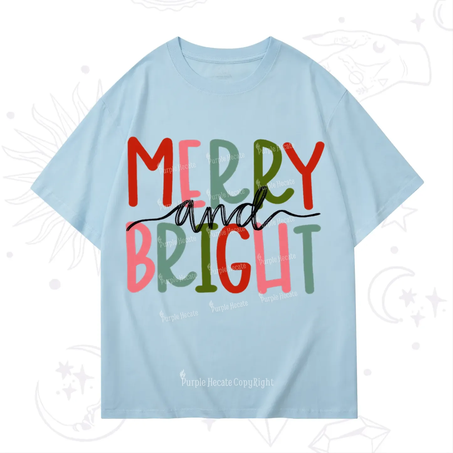 Purplehecate Merry and Bright Christmas T-Shirt