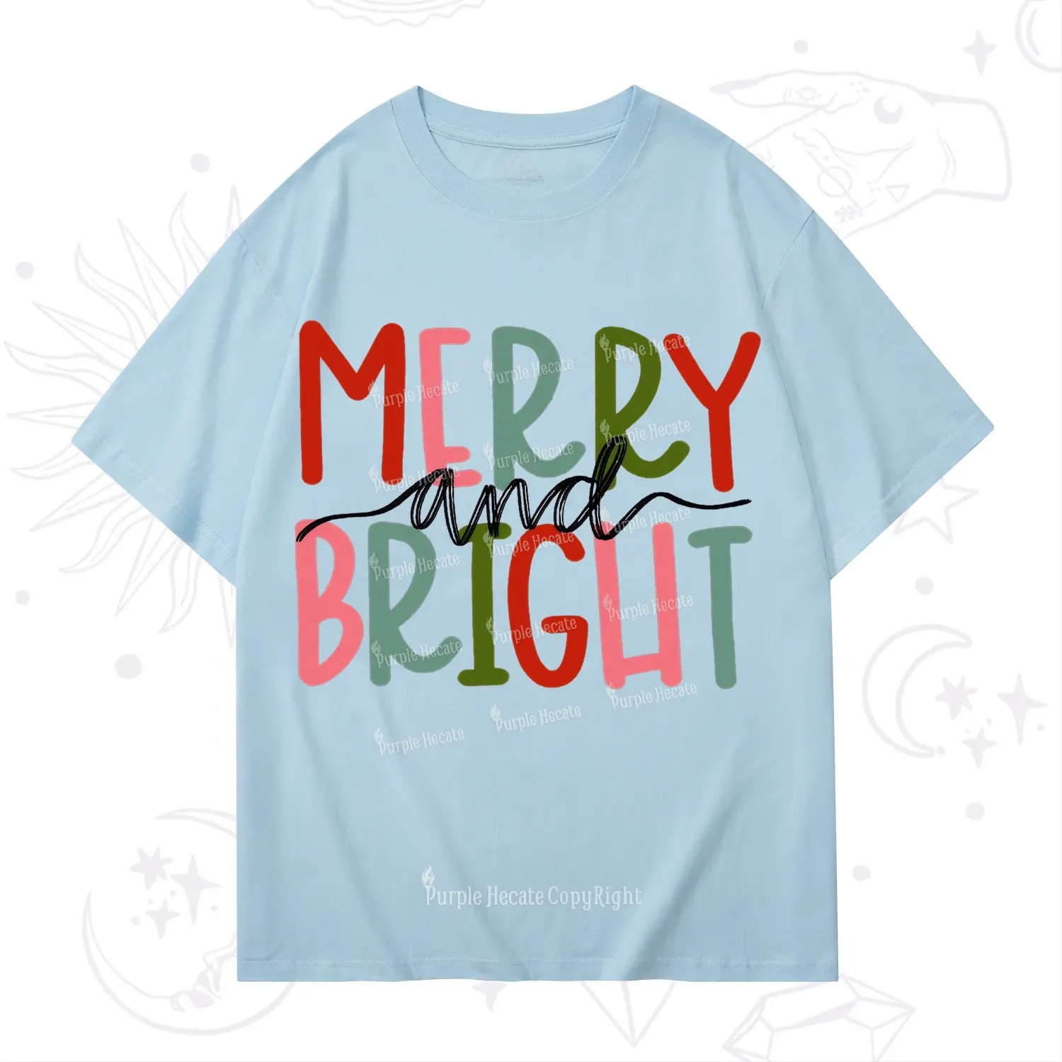 Purplehecate Merry and Bright Christmas T-Shirt