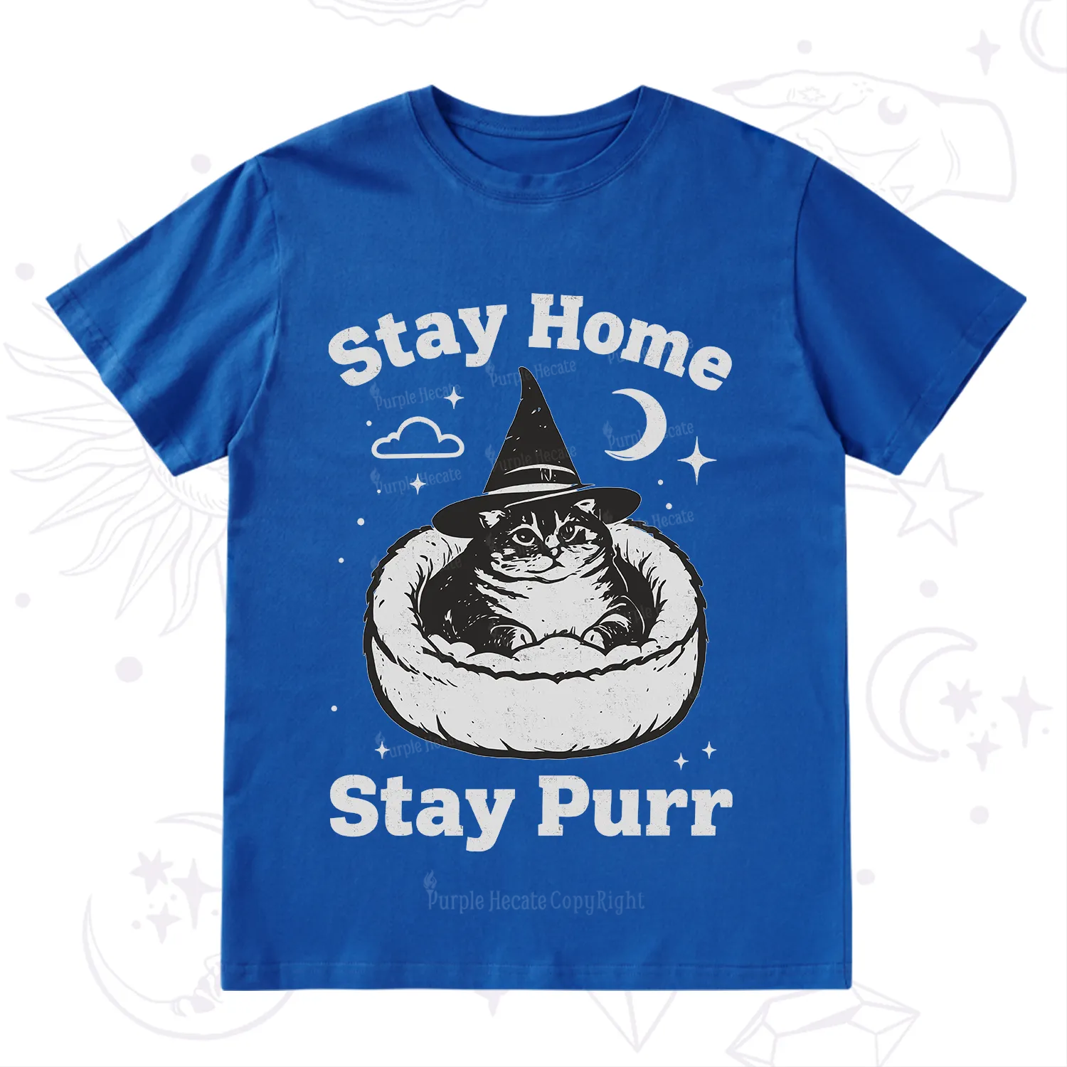 Purplehecate Stay Home Stay Purr Witch Cat T-Shirt