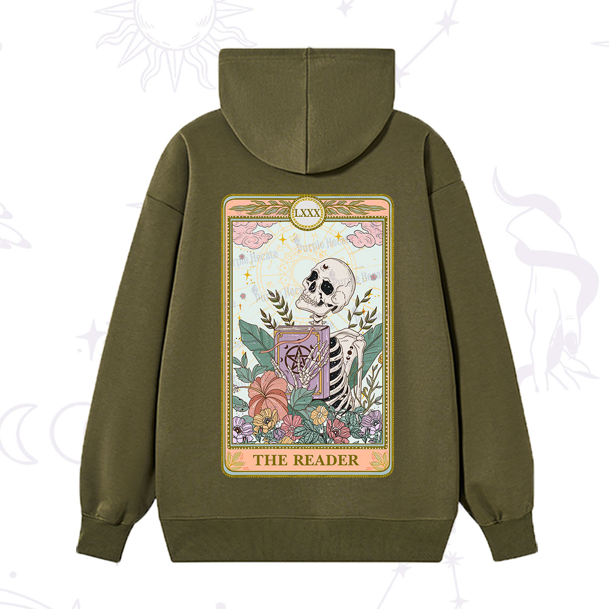 Purplehecate The Reader Occult Tarot Skeleton Hoodie