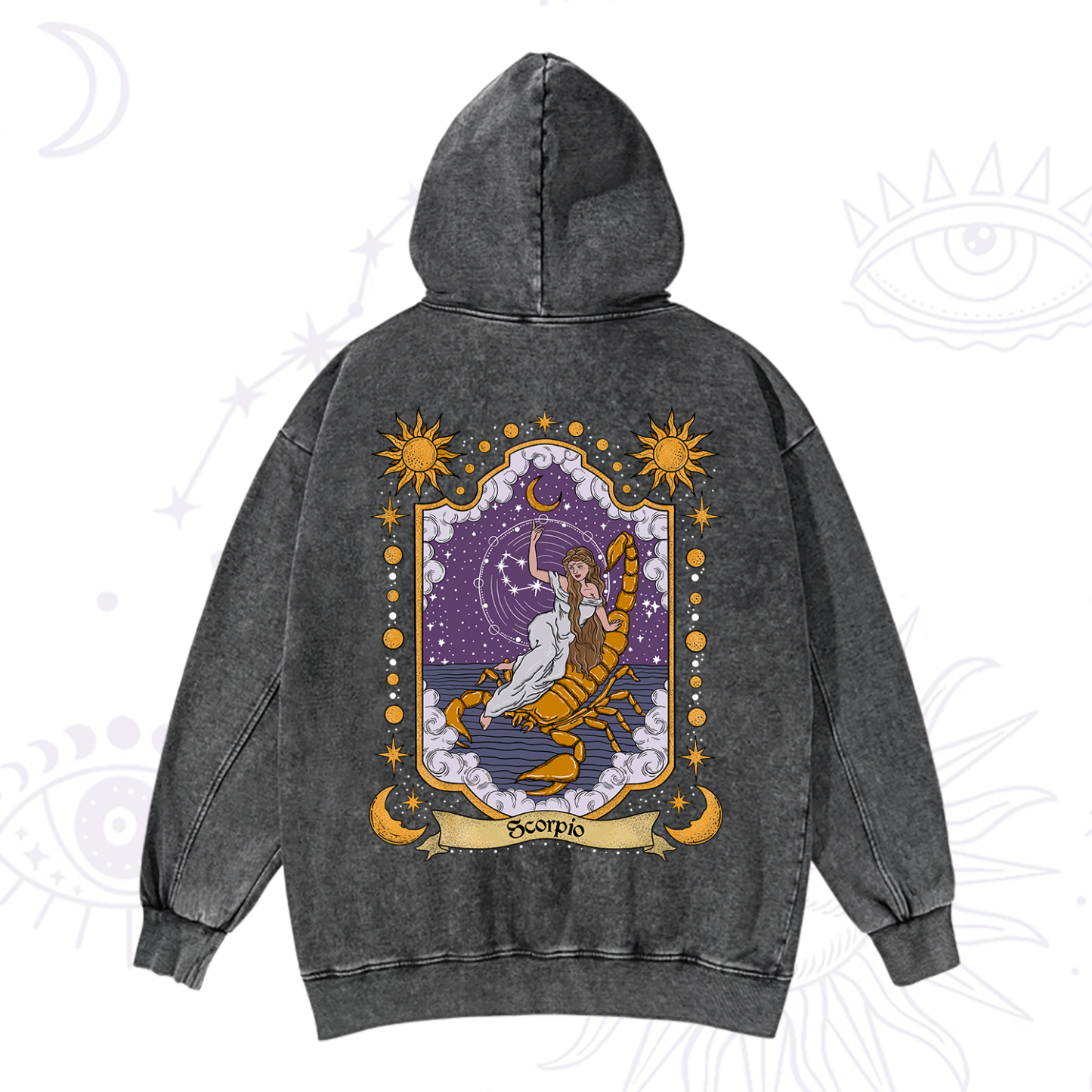 Magic Purplehecate Scorpio Zodiac Washed Hoodie