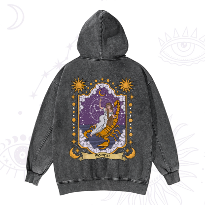 Purplehecate Scorpio Zodiac Washed Hoodie