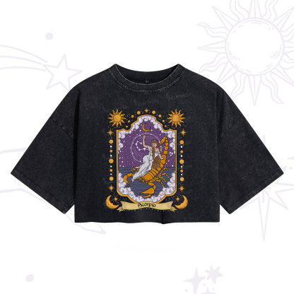 Purplehecate Scorpio Zodiac Washed Cropped T-Shirt