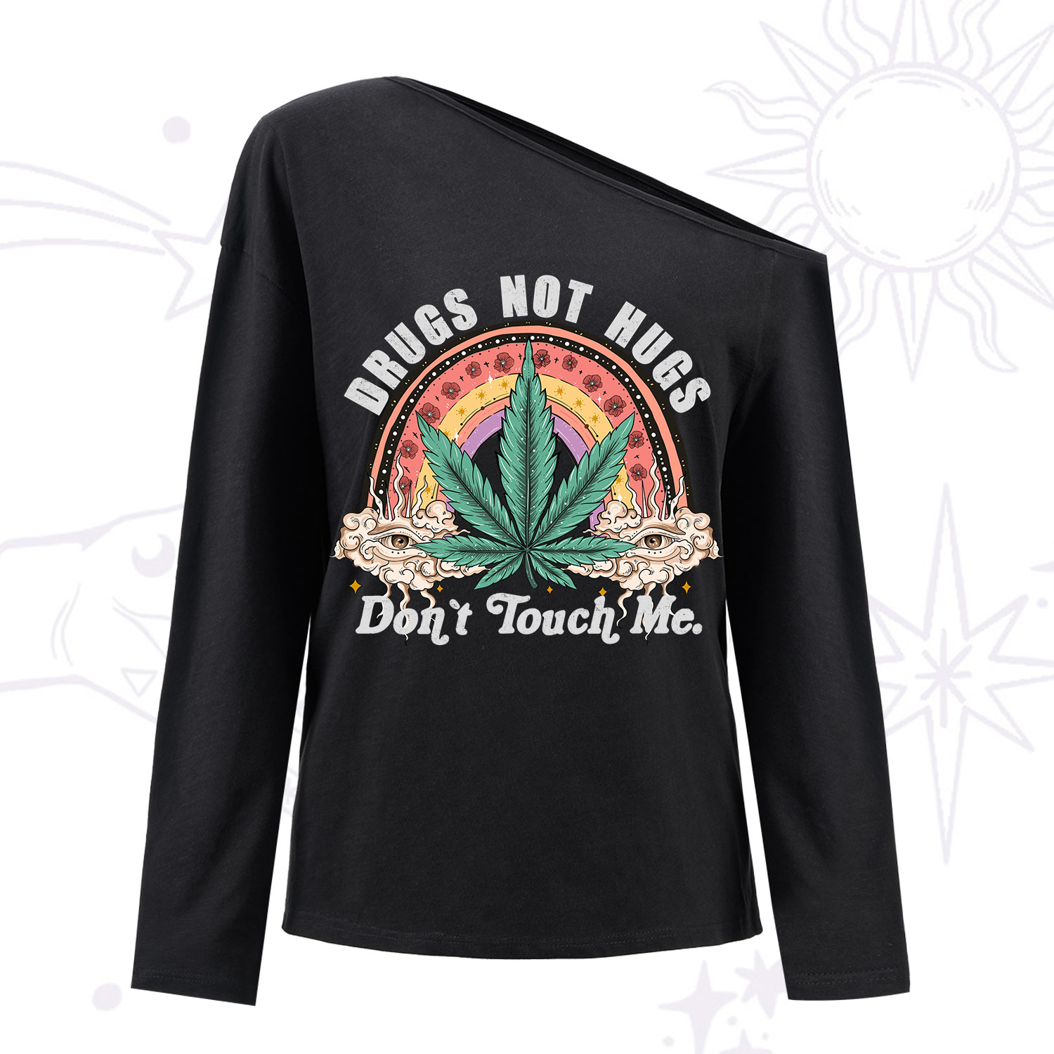 Purplehecate Drugs Not Hugs One Shoulder Long Sleeve Shirt