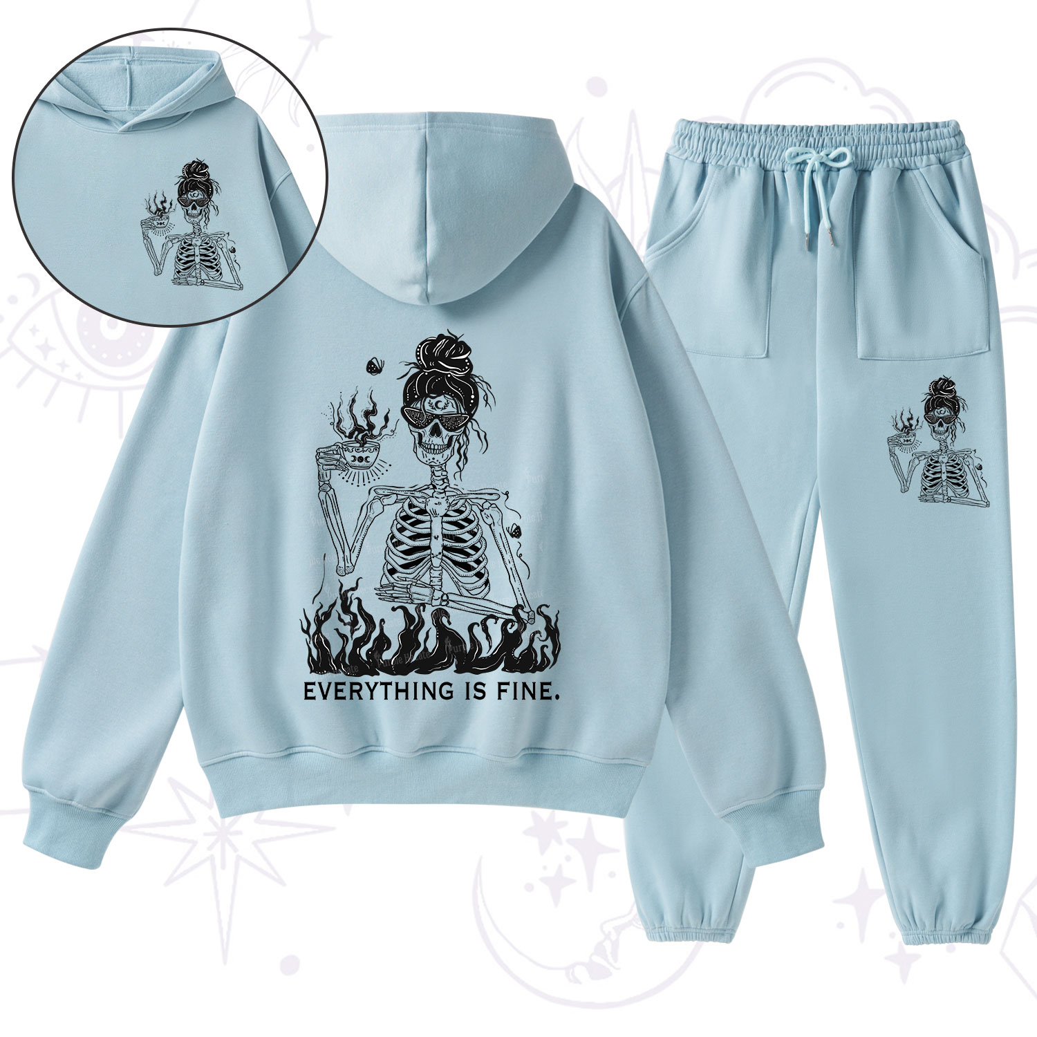 Purplehecate Everything Is Fine Fleece Hoodie Suit