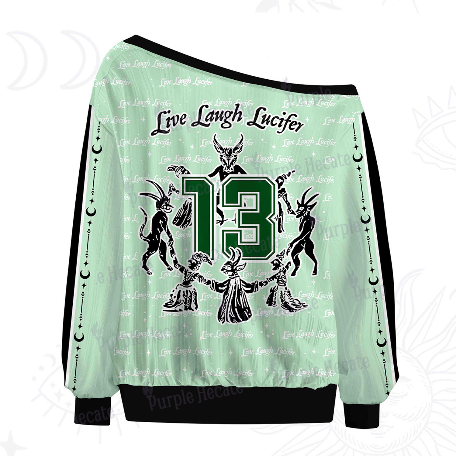Purplehecate Live Laugh Lucifer Off The Shoulder Graphic Jersey 