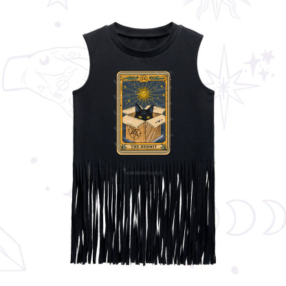 Purplehecate The Hermit Cat Tarot Card Fringe Tank Top