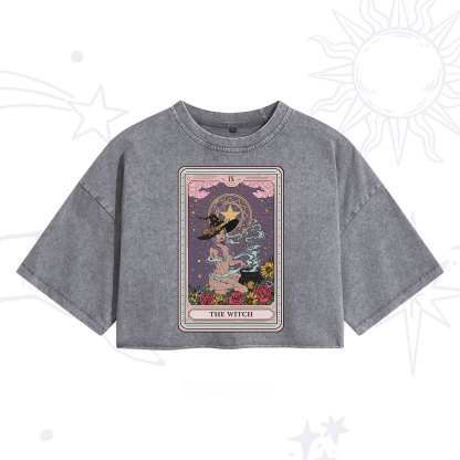 Purplehecate The Witch Tarot Washed Cropped T-Shirt