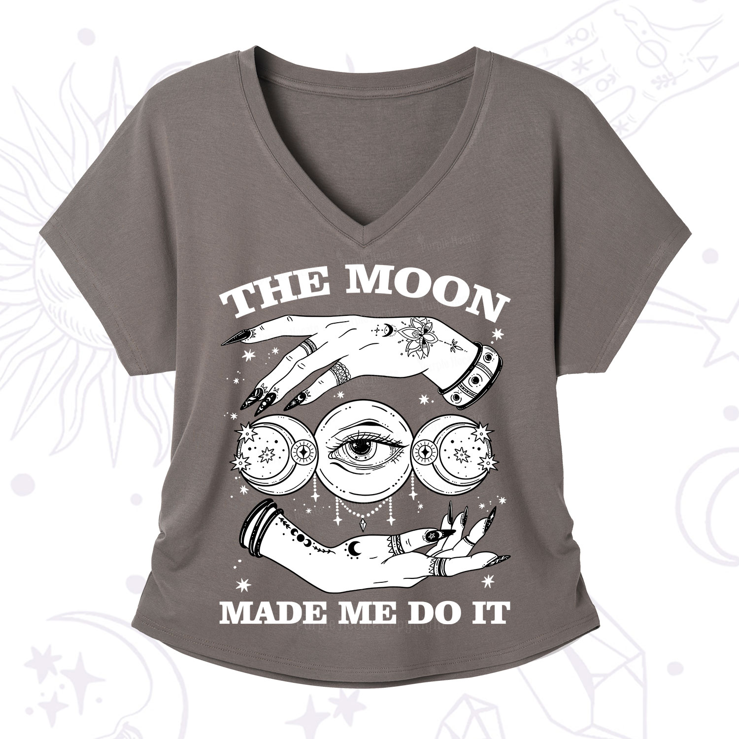 Purplehecate Funny The Moon Made Me Do It V-Neck T-Shirt