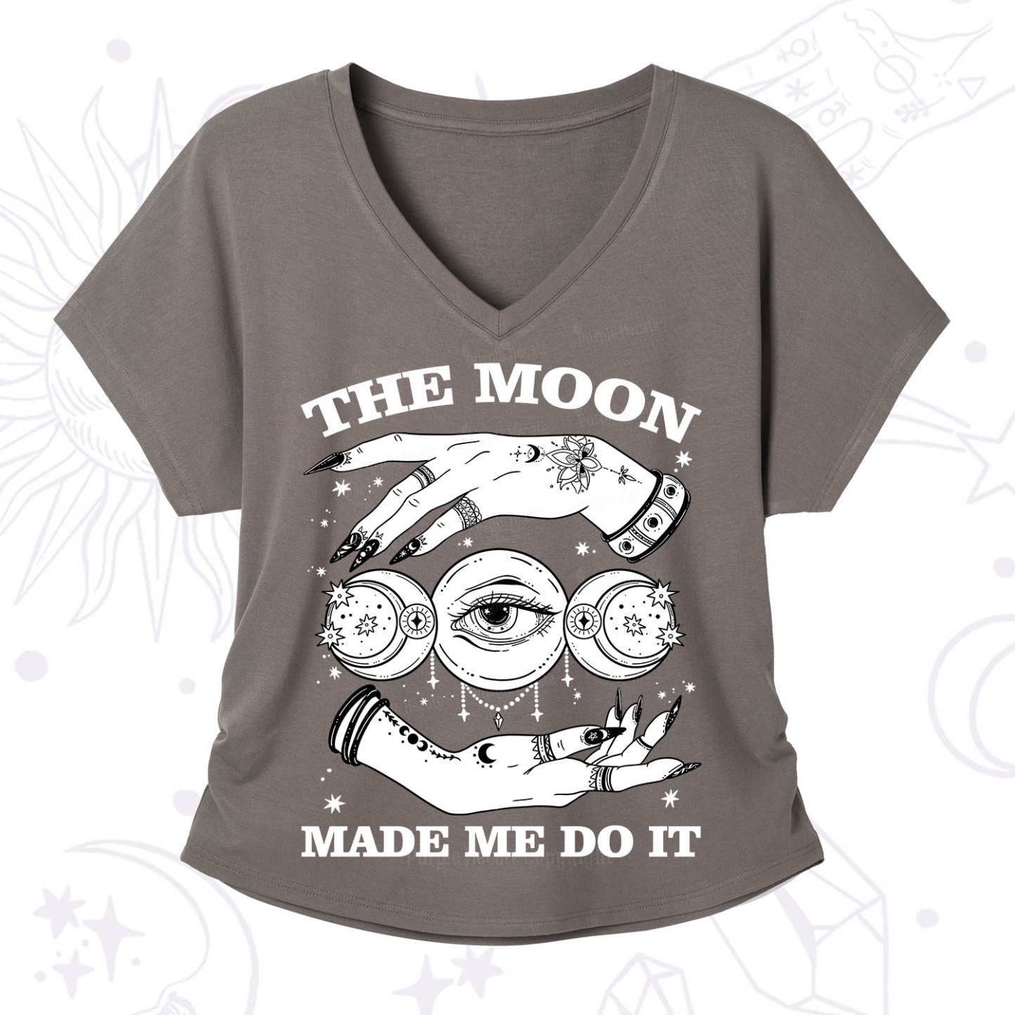 Purplehecate Funny The Moon Made Me Do It V-Neck T-Shirt