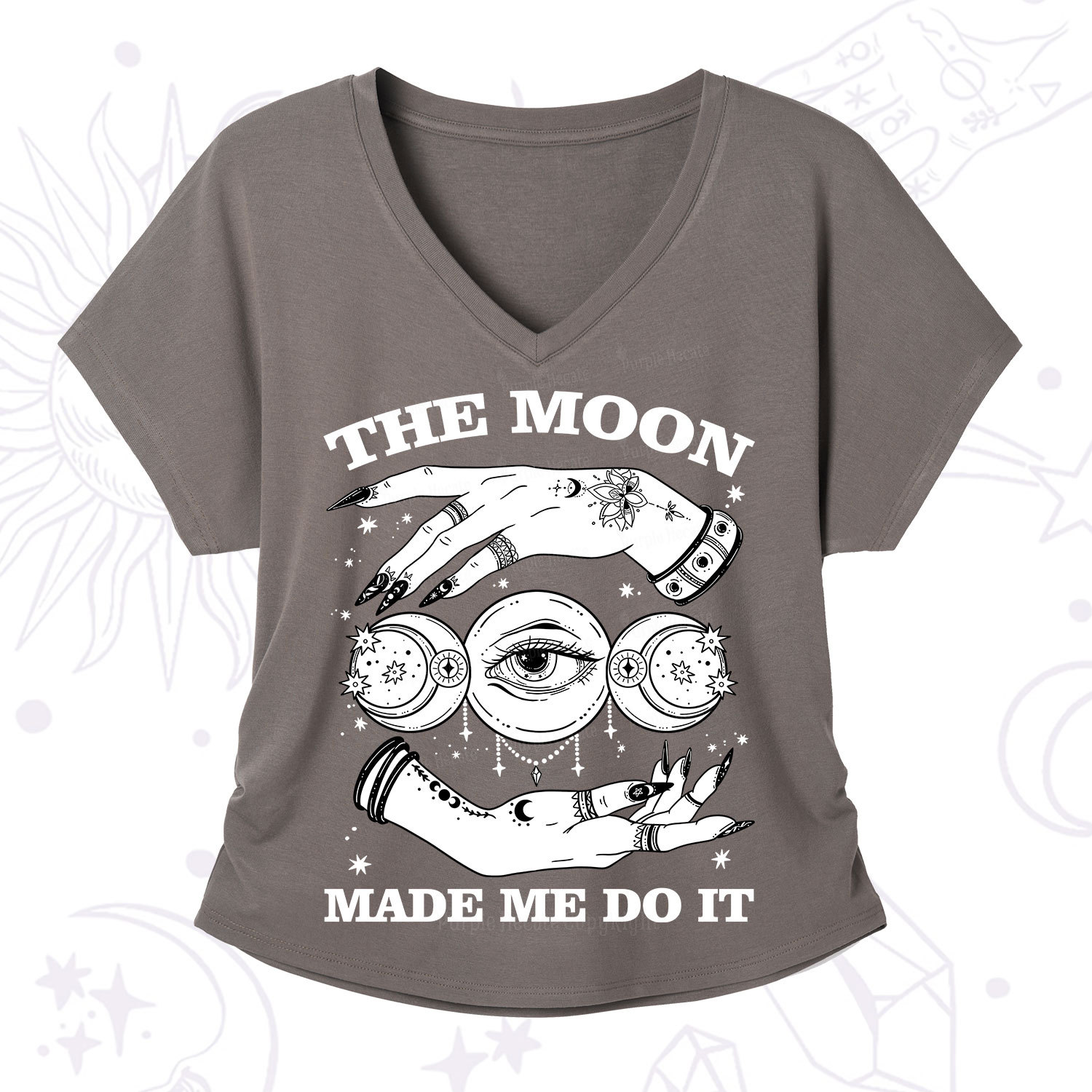 Purplehecate Funny The Moon Made Me Do It V-Neck T-Shirt